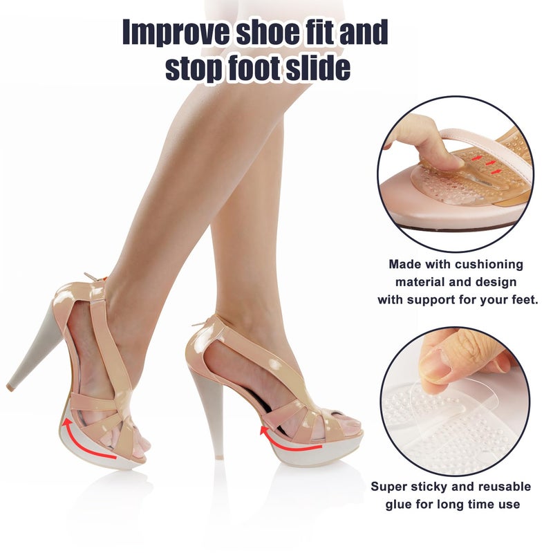 Riootlnm Metatarsal Pads  Ball of Foot Cushions  Heel Pads Inserts for Too Big Shoes  Reduce Foot Pain  No Slip Heel Grips Liners for Loose Shoes  Blisters (Clear) - Image 5